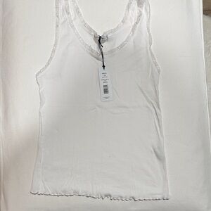 Elegant White Lace Trim Tank Top